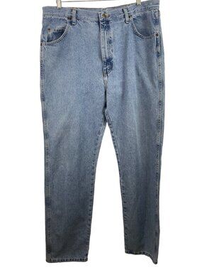 Wrangler Jeans Mens 40x34 Blue light Wash Rugged Straight Leg Cowboy